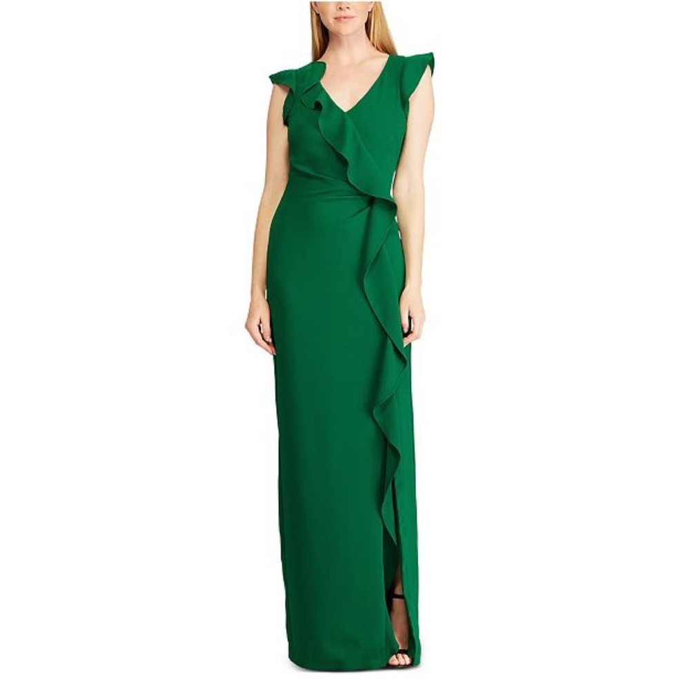 Lauren Ralph Lauren Ruffle-Trim Short-Sleeve Gown